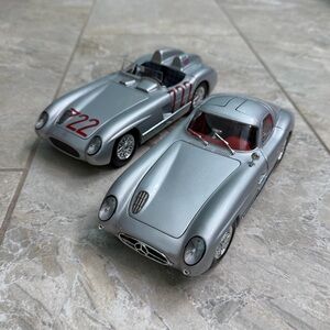 Set of 2 Mercedes Benz 300 SLR Silver Diecast Cars